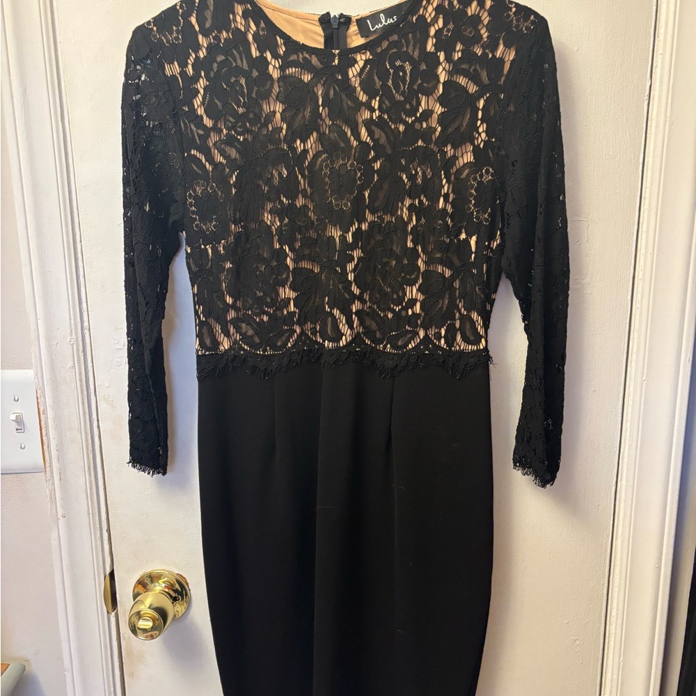 Lulu's Black Lace Long Sleeve Dress